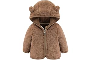 GAJAOUS Newborn Infant Baby Boys Girls Cartoon Fleece Hooded Jacket Coat with Ears Warm Todder Kids Outwear Coat Zipper Up 0-6Y