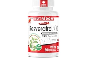 NUTRIDOM Resveratrol 500 mg | 99% Trans-Resveratrol from Japanese Knotweed | Antioxidant Support | 60 Vegetable Capsules | No