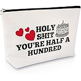 50th Birthday Gifts for Women Makeup Bag Happy Birthday Gifts for Mom Grandma Aunt 50 Years Old Present for Her Cosmetic Bag Christmas Mother's Day Present for Coworker Friends Zipper Travel Pouch