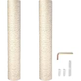 PowerKing Natural Sisal Replacement Scratching Post, 15.7'' 2 Pieces M8 Cat Scratch Post Refill Pole Parts for Refurbishment, Include Screws (White)