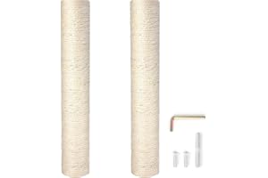 PowerKing 15.7 Inches Natural Sisal Replacement Scratching Post, 2 Pieces M8 Cat Scratch Post Refill Pole Parts for Refurbish
