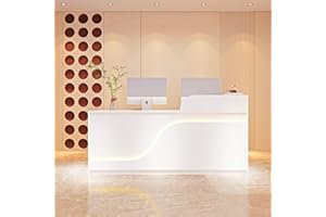 HYSOND Reception Desk Front,Modern Reception Desk with Counter,Modern Reception Desk Counter Table,Retail Counter with Display Shelf & Drawers for Office Reception Room Lobby, Beauty Salon62.99*23.62*39.37in
