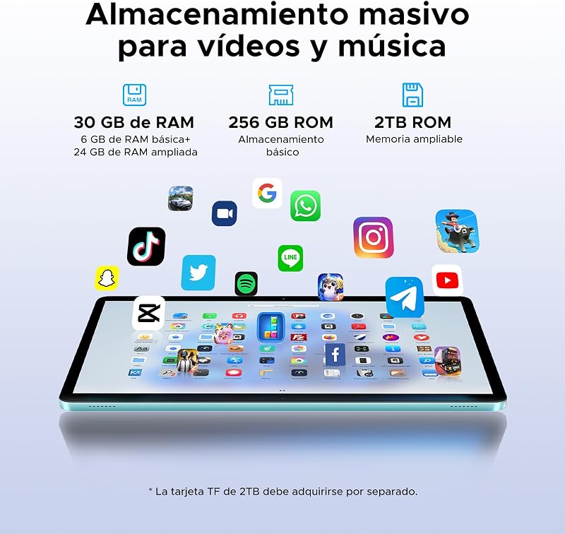 Tab G6 Android 16 Tablet 11 Pulgadas, 30GB+256GB/2TB, 4G LTE Dual, Octa-Core Batería 8000mAh Tablet Android, Pantalla HD+ 90Hz Tablet con Sim, Cámara 13MP, Gemini AI/Face ID/5G WiFi/GPS/3.5mm Audio