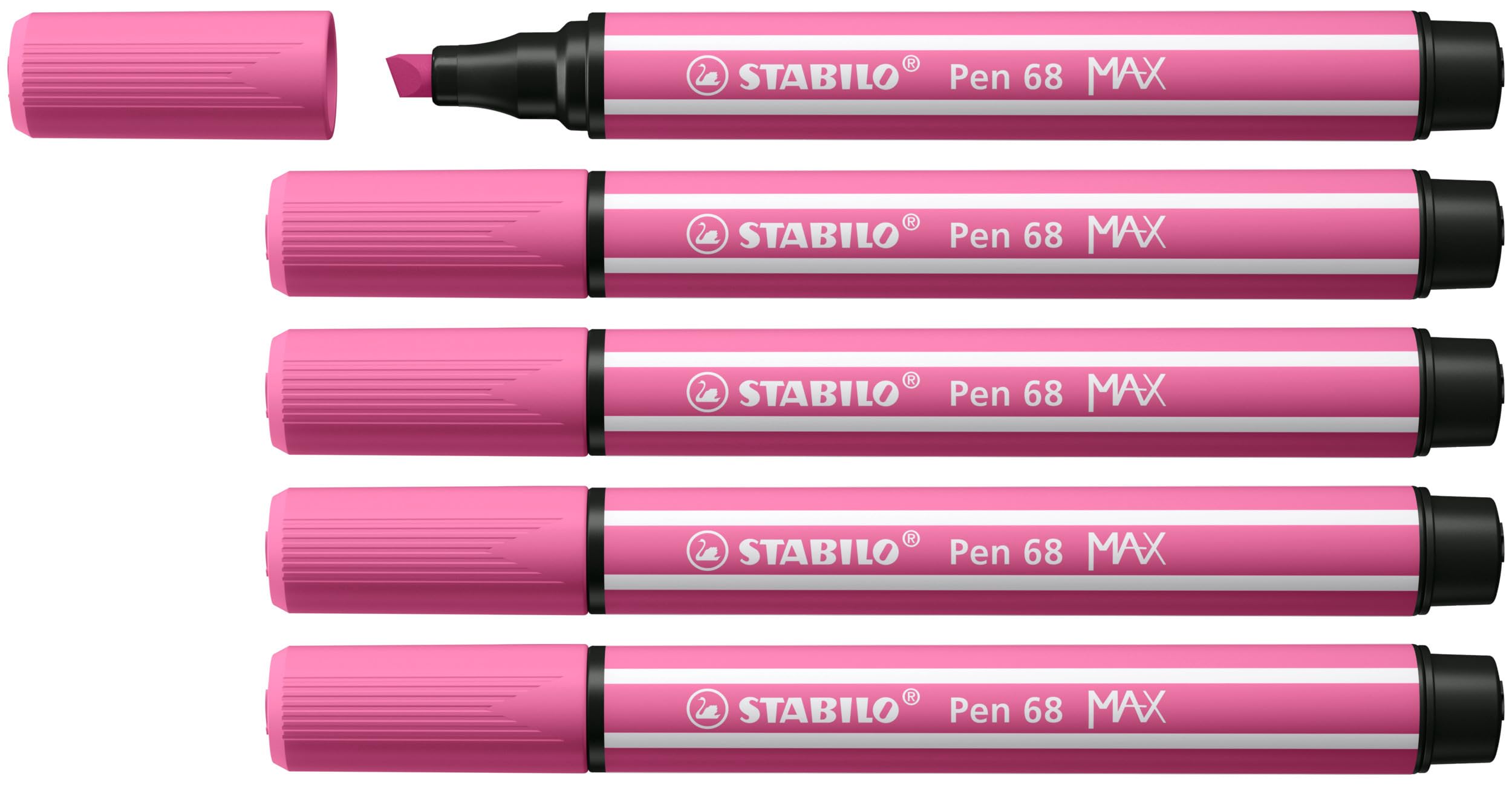 STABILO Pen 68 MAX - Premium Fibre-Tip Pen with Chisel Tip - ARTY - Pack of 5 - Heliotrope — image 1