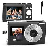 Digital Camera,56MP Dual-Screen Point and Shoot Camera with Auto Focus,Smile Capture,Anti-Shake,16X Zoom,32GB SD Card Travel Camera Gift for Boys Girls Teens