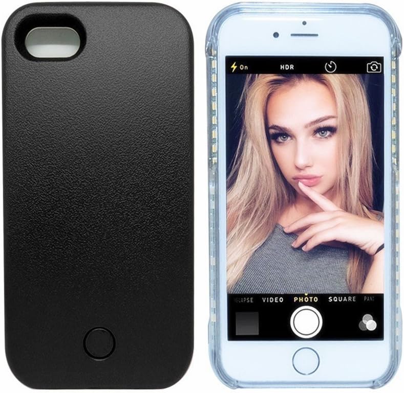 Cutelook iPhone 7 I, Illuminated Case, New LED Light Up Luminous (Dimmable) Cell Phone Case by Readgo,Great for Selfies Facetime Rechargeable Flashlight (Black)