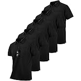 ZITY 5 Pack Polo Shirts for Men with Pocket Dry Quickly Short Sleeve Athletic Outdoor Work Collared Shirts