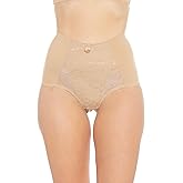 Rhonda Shear Pin Up Lace Front Brief, High Waist Control Panty, Full Coverage, Floral Lace Panels