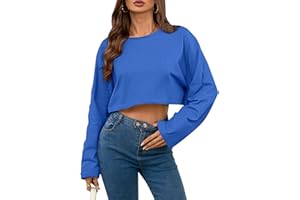 Remidoo Women's Casual Long Sleeve Cropped Sweatshirt Crewneck Pullover Shirt