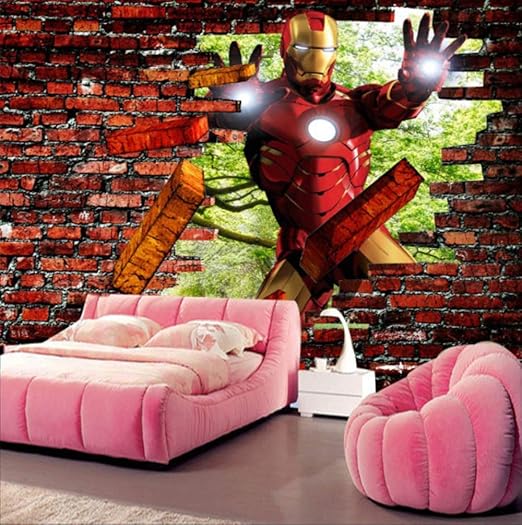 Amazon アイアンマンレンガ写真壁紙アベンジャーズ壁紙カスタム3d壁画キッズボーイズベッドルームコリドールーム装飾ホームデコレーション 幅 250cm 高さ175cm A 壁紙