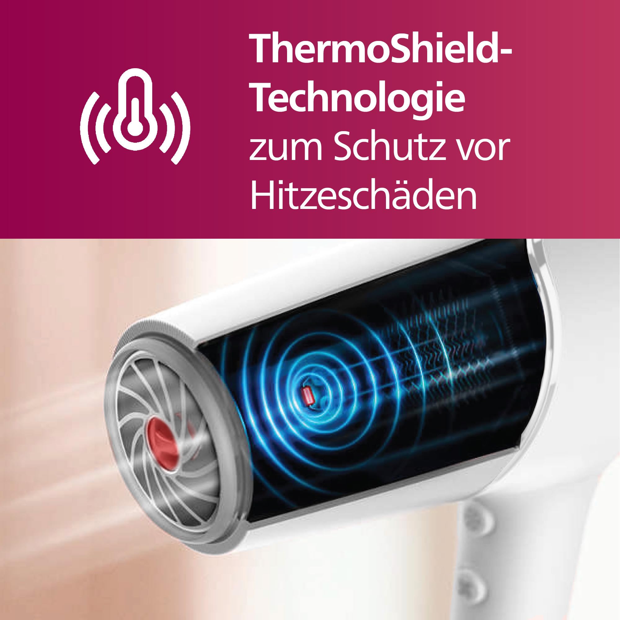 Philips Haartrockner 5000 Series, ThermoShield Technologie, Ionisierungsfunktion, 2.100 W, Weiß, mit Stylingdüse und Volumendiffusor, Modell BHD500/20 2