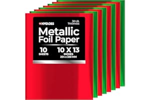 Hygloss Metallic Foil Paper - 10 Sheets Red and Green Color Shiny Papers - 10 x 13 Inches - Ideal Foil Papers for Crafts - Shiny Craft Paper Sheets