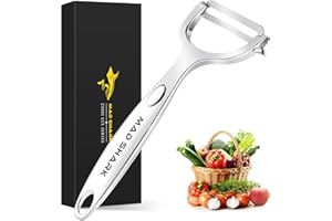 MAD SHARK Ultra Sharp Vegetable Peelers for Kitchen – 10 Years No-Rust Stainless Steel Serrated Potato Peeler Easy to Use Y P