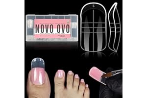 NOVO OVO 300 Pcs Toe Dual Nail Forms for Poly Gel Toenail Extension, Reusable Full Cover Molds for French Tip Acrylic Toenails, Nail Art Design Molds for Pedicure, for Salon & DIY at Home 15 sizes