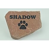 GraphicRocks Personalized Red Pet Memorial Stone Headstone Grave Marker Dog or Cat with Paw Print and Engraved with Name of Your Pet