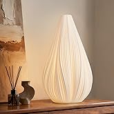 RONDURE 12.5" Modern Ceramic Table Lamp, Fully Dimmable Modern Bedside Lamps for Bedroom, Living Room and Nightstand, White T