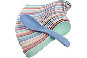WUWEOT 24 Pack Wheat Straw Soup Spoons, 6 Inches Colourful Unbreakable Meal Spoon, Cereal Dinner Spoon, Microwave Dishwasher 