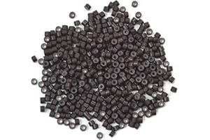 200 Pcs Silicone Lined Micro Rings Links Beads 4.0 mm Beads for Hair Extensions (Dark Brown)