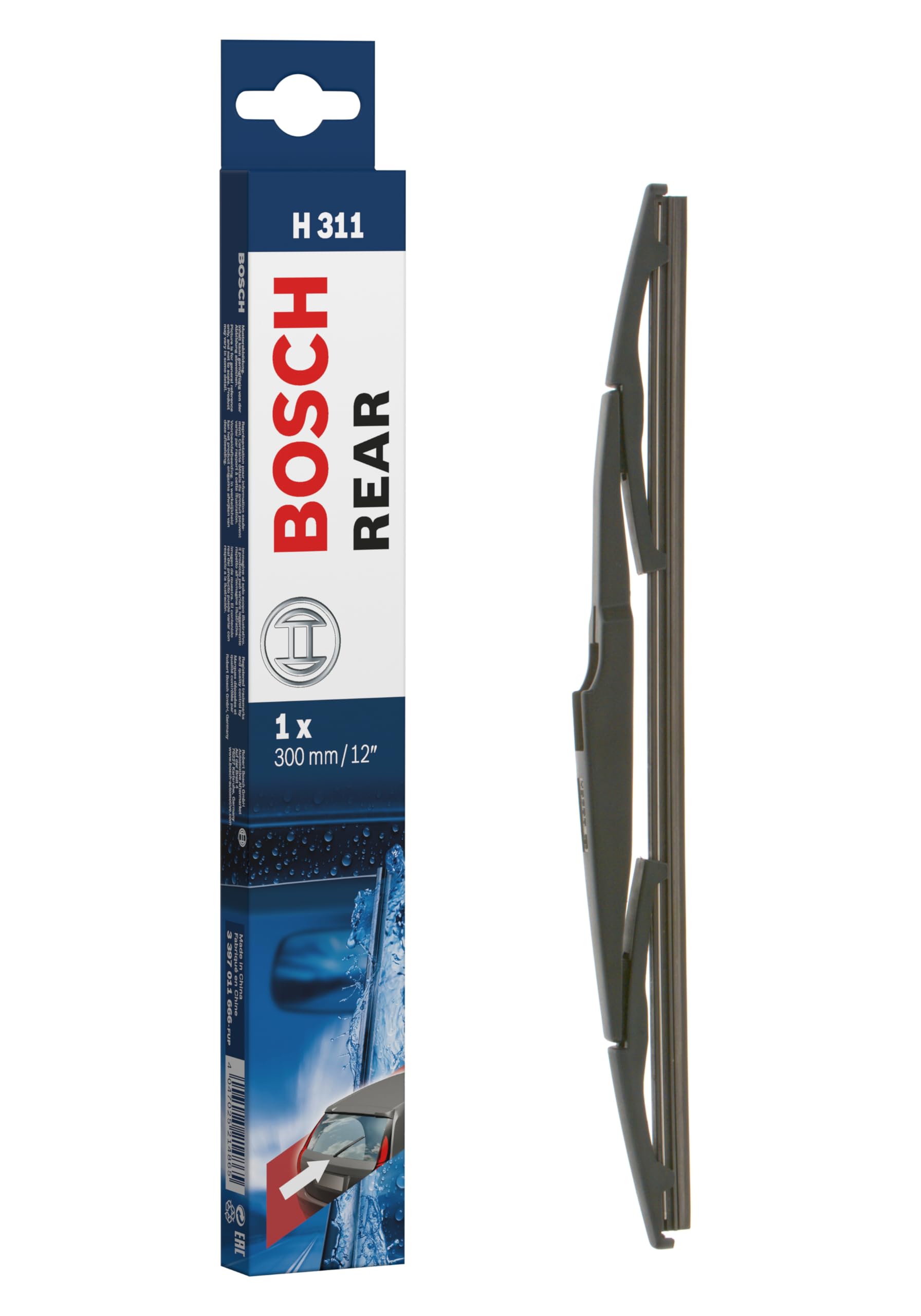 Bosch Rear Wiper H 311 - Excellent Cleaning Performance - Replacement Blade for Back Windscreen - 1 Blade, 300mm