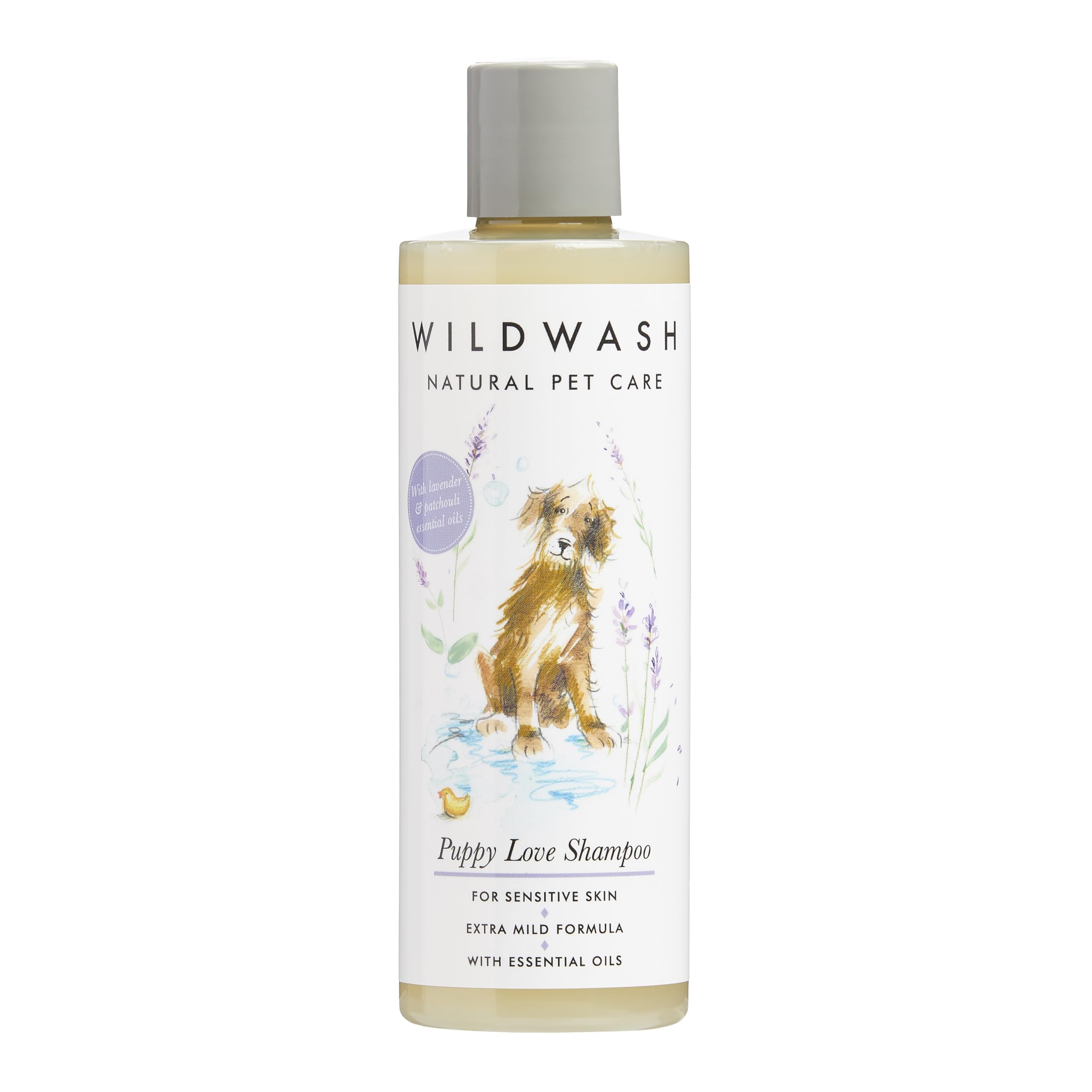 WildWash Puppy Love Shampoo 250ml - Extra Gentle and Soothing - Perfect for Puppy's First Bath - Lavendar and Patchouli - Natural, Sulphate and Paraben-Free for Sensitive Skin