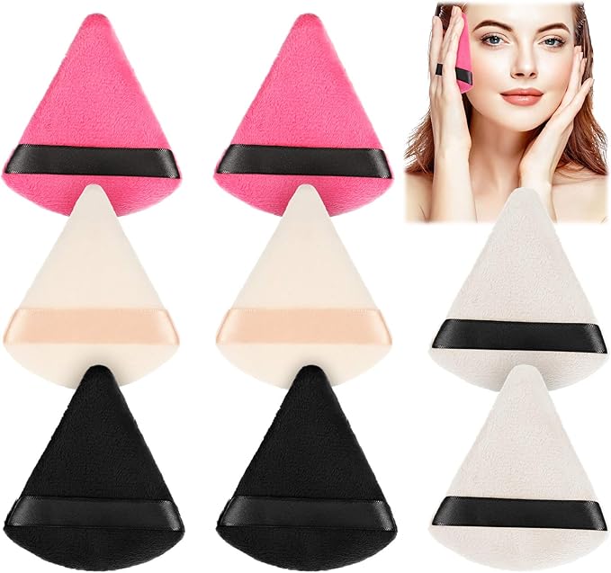 8 Pieces Cotton Powder Puff Large Size Triangle Shape Powder Puff Wet