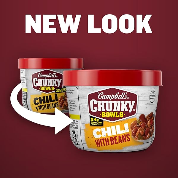 CAMPBELL’S CHUNKY CHILI WITH BEANS, 15.25 OZ. MICROWAVABLE BOWL