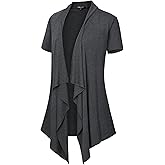 Women's Short Sleeve Draped Open Front Cardigan Lightweight Summer Vest for Women