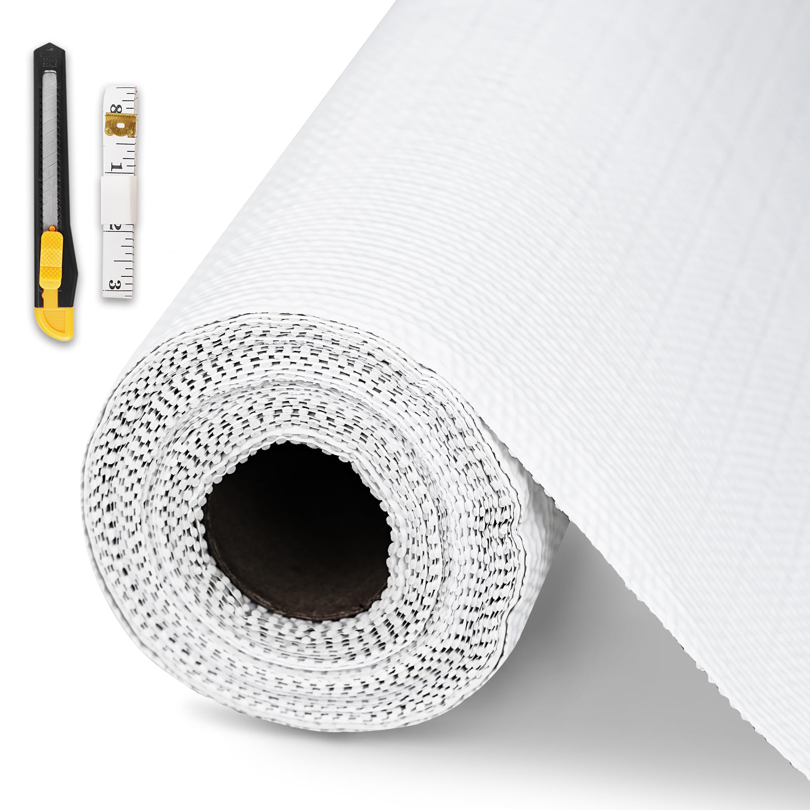Drawer and Shelf Liner for Kitchen Cabinet,Non-Adhesive Cabinet Liner 24in x 20FT,Waterproof Shelf Paper Non-Slip Mats Cupboard Liner Contact Protect Dresser/Shelves/Table-White Image