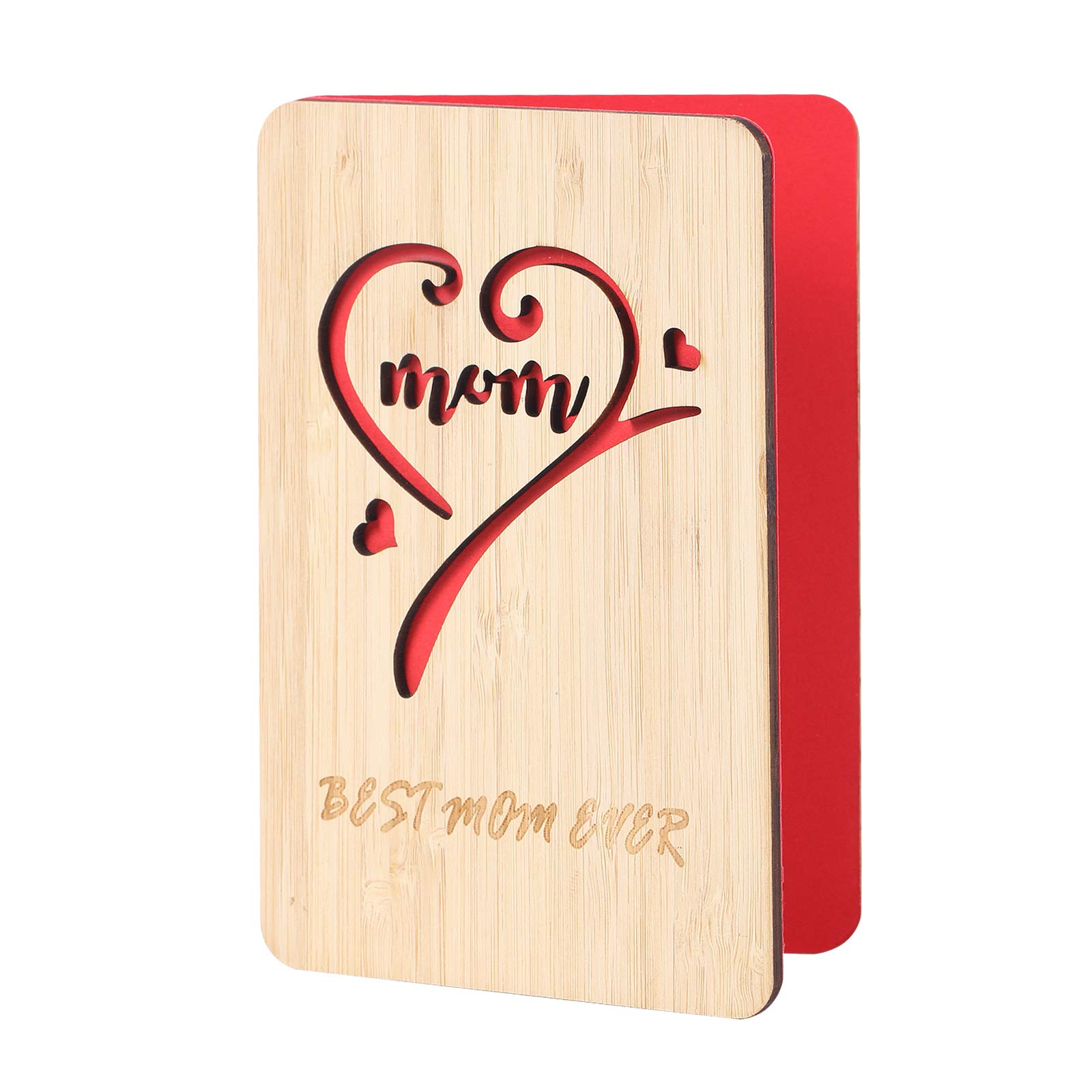 Mother's Day Card and Gifts for Her,Handmade Best Mom Ever Wooden Card,Mothers Day Gifts from Daughter Son,Birthday/Valentines Card for Mum Wife