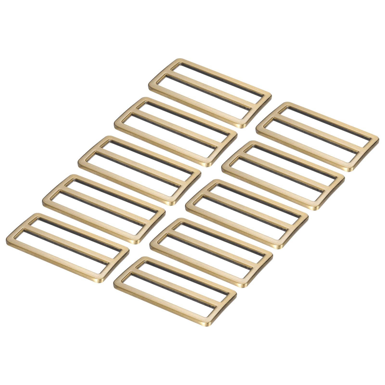 PATIKIL 1.5 Inch Tri-Glide Slide Buttons, 10 Pack Adjustable Buckle Webbing Strap Fastener for Backpack Bag Belt, Brass