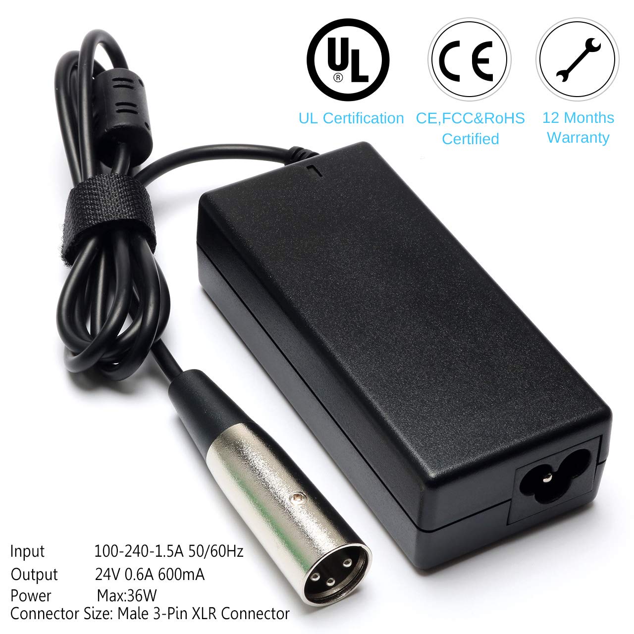 Electric Scooter Battery Charger Compatible for eZip 750 E750 400 E400 500 E500 450 900 eZip 4.0 4.5 E-4.5 Schwinn S180 S500 S750 Trailz Electric Bike Motor Bicycle Parts-24V 0.6A 36W