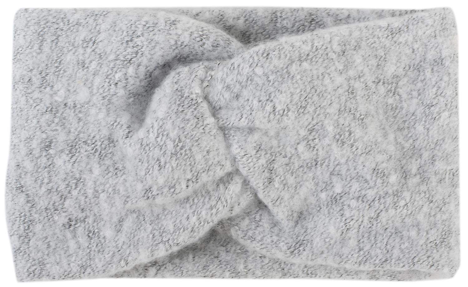 styleBREAKER Women's Fine Knit Headband with Soft Surface and Twist Knot Detail, Warm Winter Hairband, Headband 04026043, Colour:Light-Grey