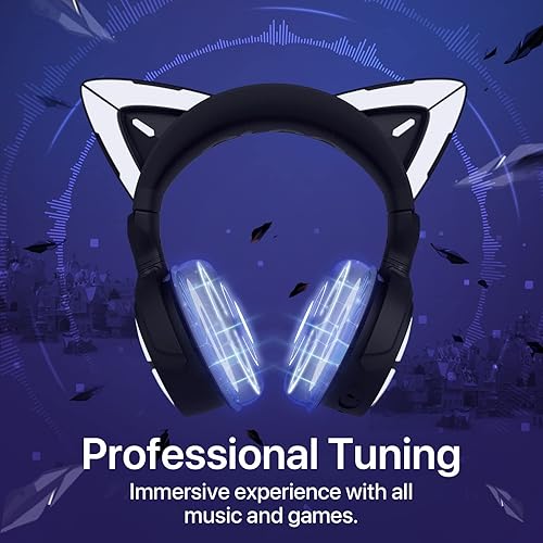 YOWU Cat Ear Headphones 4, RGB Wireless Wired Gaming Headset with  Microphone for PC/PS4/PS5/XBOX/Switch -Noi