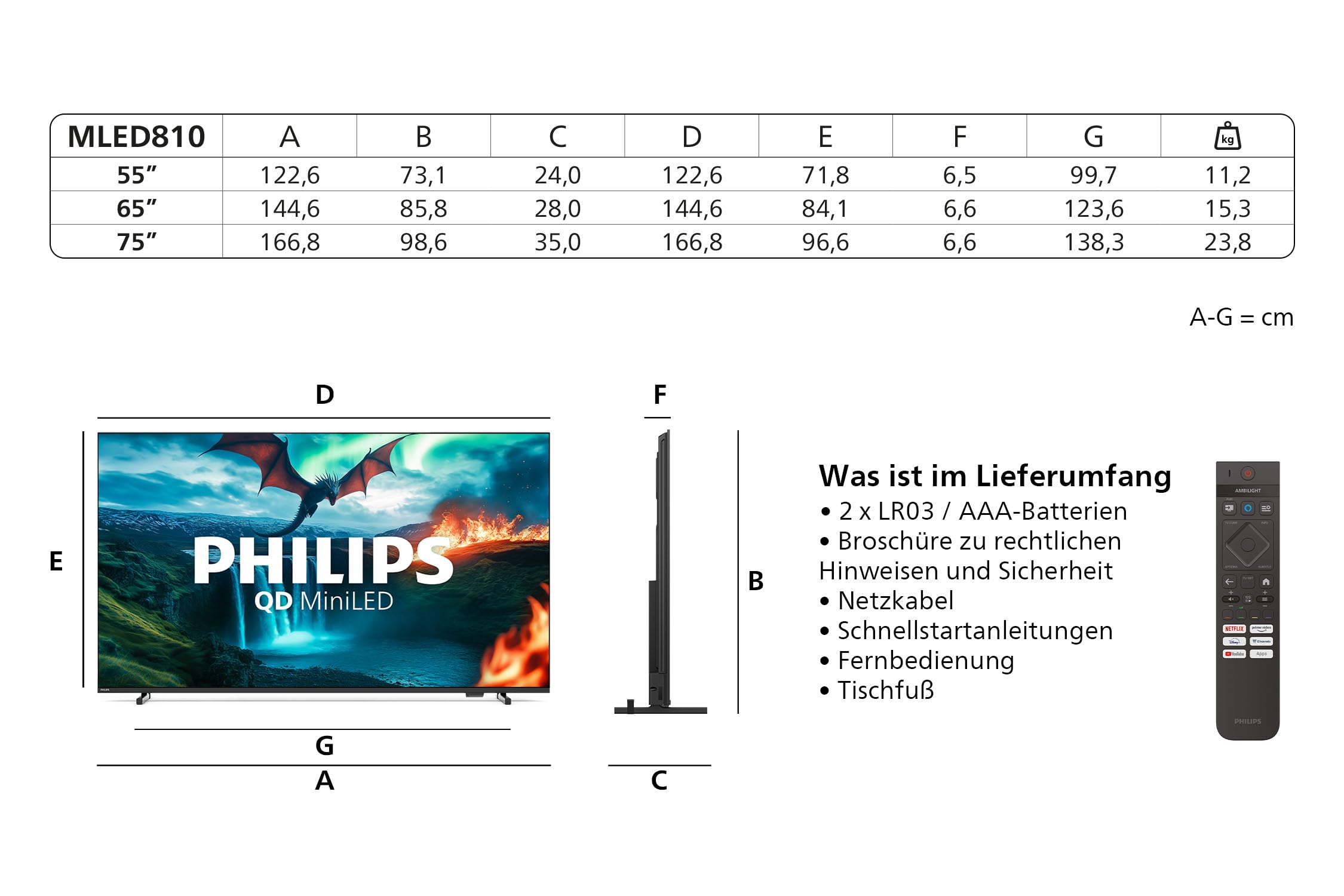 Philips 75MLED810 Mini LED 4K Smart TV - 75 Zoll Display Mit P5 Perfect Picture Engine Ultra HD, Titan OS, Dolby Vision Und Dolby Atmos Sound 8