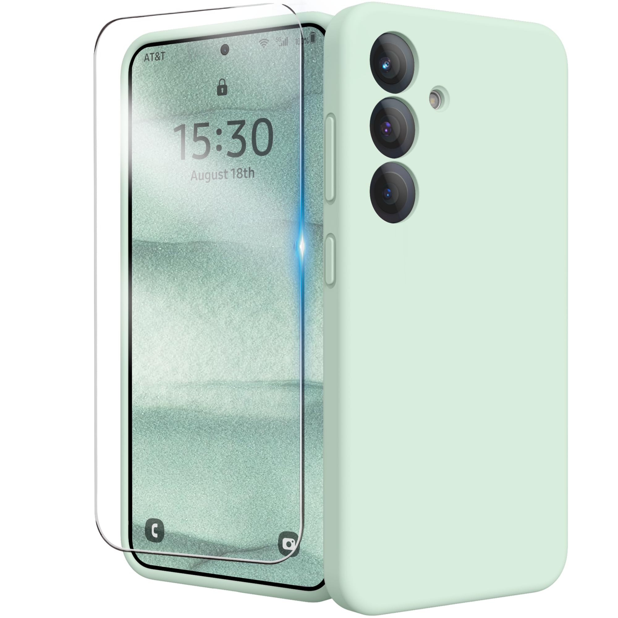 INGIDO for Samsung S25 Plus Case, Liquid Silicone Case with Camera Protection with Microfiber Lining Shockproof Phone Case Cover for Galaxy S25 Plus 6.7 inch, Light Green