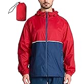 SWISSWELL Men's Rain Jacket Windbreaker Packable,Lightweight Golf Rain Coat Inner Pocket for Camping Hiking Cycling