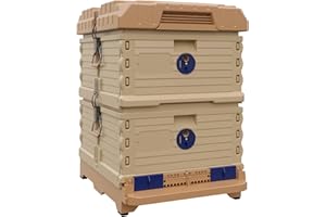 Apimaye Ergo Insulated Bee Hive Set [NO Frames Included] (Double Deep, Tan Body Blue Entrance)