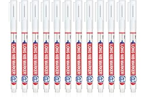 BIYAER 12 Pieces 20mm Long-Nib Marker Pens Reach Markers Long Nose Tiles Marker Pens Oil-Based Carpenter Marker for Furniture
