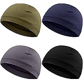 Syhood 4 Pcs Cotton Skull Caps for Men Women Breathable Beanie Thin Sleep Hat Night Running Cap Helmet Liner for Cycling Gym