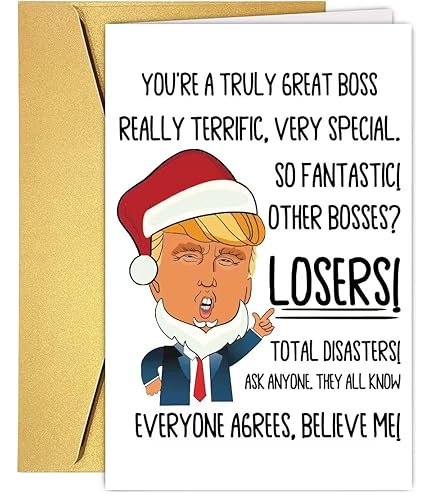 Funny Christmas Card 5x7 Inches With Envelope | Cute Holiday Card For Boss, Him & Her With Snow Tree Design