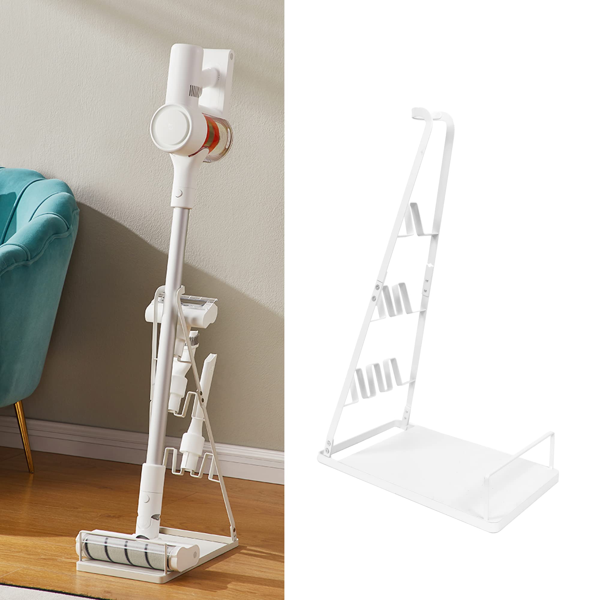 Photo 1 of (PARTS) IZSOHHOME Universal Vacuum Stand,Storage-Stand-Docking-Station-Holder,Stable Metal Storage Bracket Stand Holder,Compatible with Dyson,Hoover, Eureka, Rainbow,Shop VAC and Most Stick Vacuum(White)