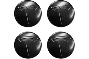 Knomix 4 Pack Aluminum Waterproof Wheel Cover Center Emblem Sticker for Tesla Model 3 Model Y 56mm Hubcaps Wheel Rim Cover (Matte Black)