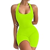 VUTRU Womens Sexy One Piece Tank Top Sleeveless Backless Bodycon Shorts Jumpsuits Bodysuit Catsuit Ribbed Sports Romper
