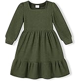 SWNONE Toddler Girl Baby Dress Square Neck Long Sleeve Solid Color Casual Fall Outfits Winter Clothes for 1-7 Years
