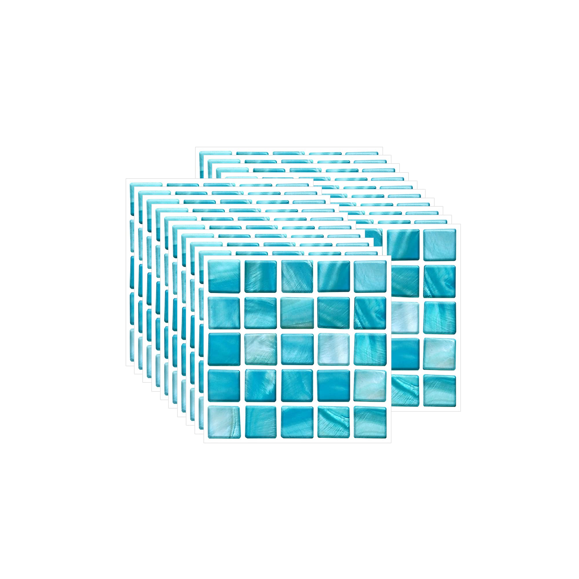 FBBULES 20PCS Mosaic Style Decorative Tile Stickers, Self Adhesive Wallpaper Waterproof Peel and Stick on Wall Tiles for Kitchen Bathroom Transformation, Sky Blue(10x10 cm/4x4 inch)