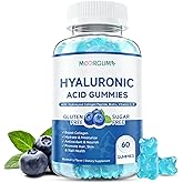 1000mg Hyaluronic Acid & Collagen Peptide Supplements with Biotin, Vitamins C & E - Hair Skin Nails Joints Health Support for Men & Women, Hair Growth, Blueberry Flavor, Gluten-Free 60 Gummies