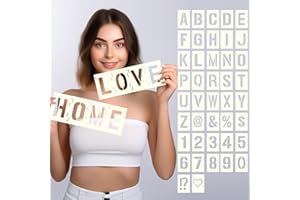 SOKORO 42pcs Traceable Interlocking Stencil Template Set, 3 Inch Reusable Letter Stencils for Painting, Alphabet Numbers and Symbols for Bullet Journal Canvas Rock Sign Wall Art Fabric Chalkboard