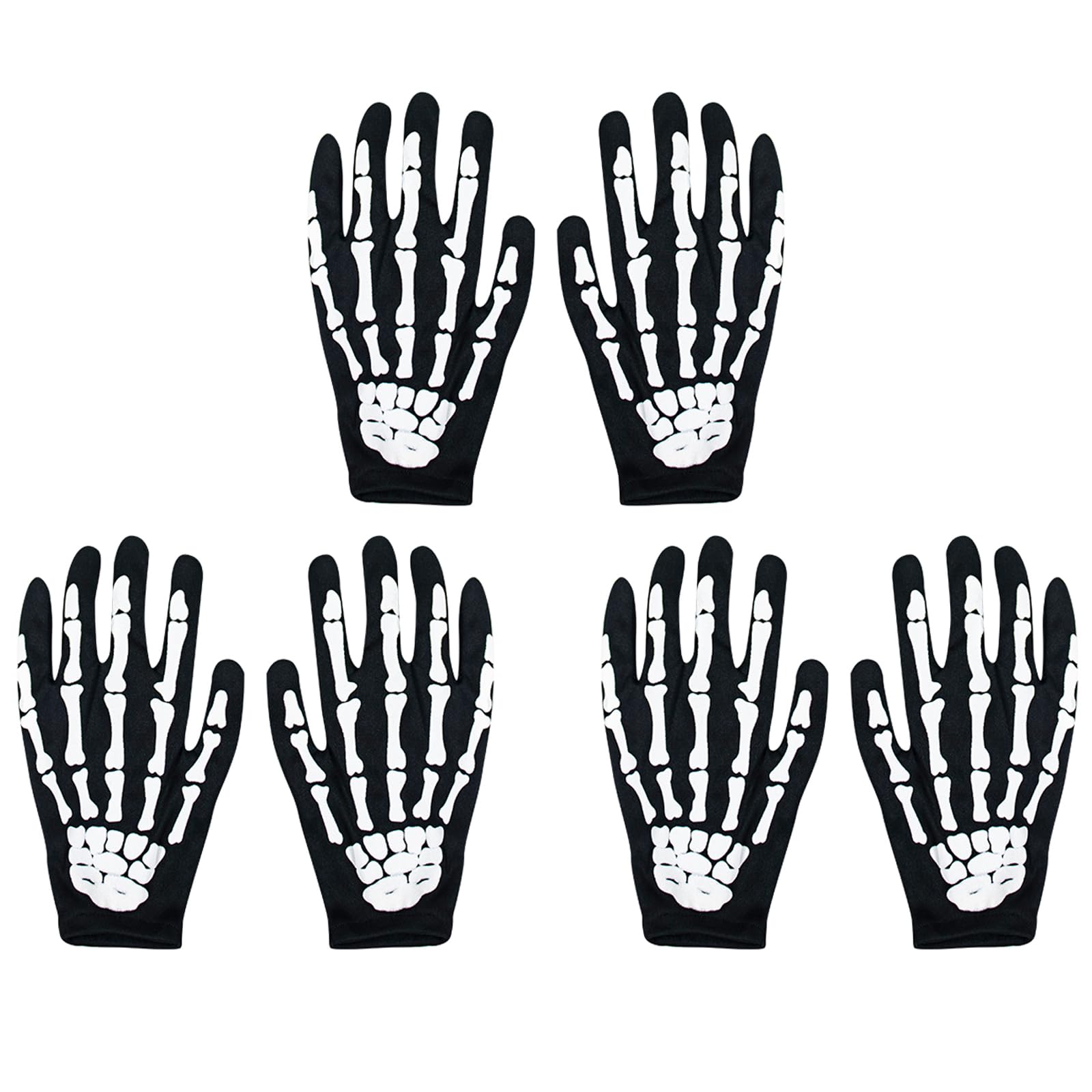 AUFIKR Adults Skeleton Bone Gloves Full Finger Gloves for Halloween Dance Costume Party