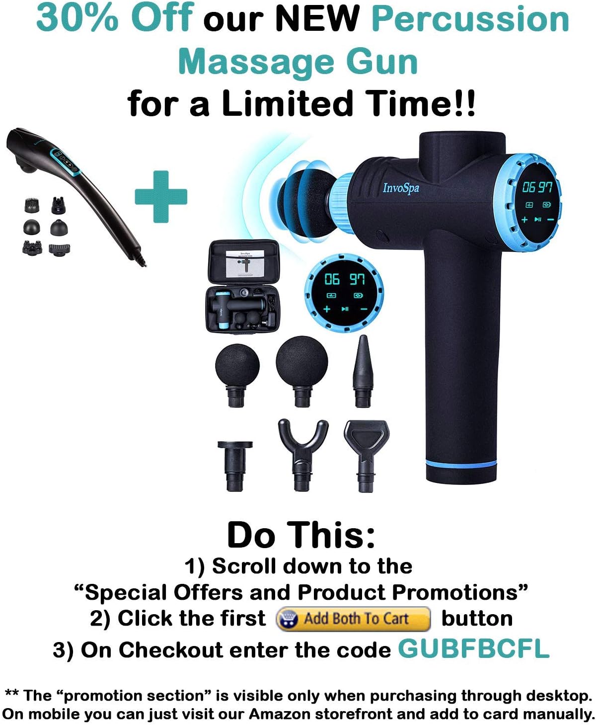 Handheld Percussion Back Massager - for Deep Tissue Massage - Electric Neck, Shoulder, Leg & Foot Massager, Muscle Circulation Pain Relief - Full Body Massage Wand - Portable for Home & Office Gift: Health & Personal Care