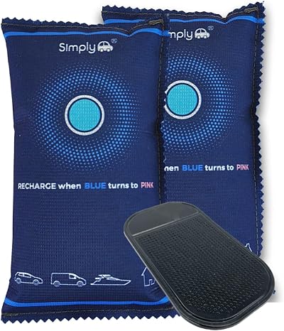 Simply Auto DEH006 2 Pack Reusable Car Dehumidifier with Anti-Slip Mat